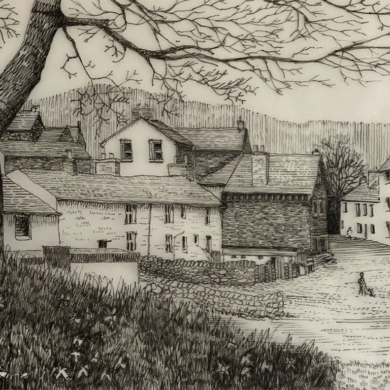 Fine Line Drawing – Village