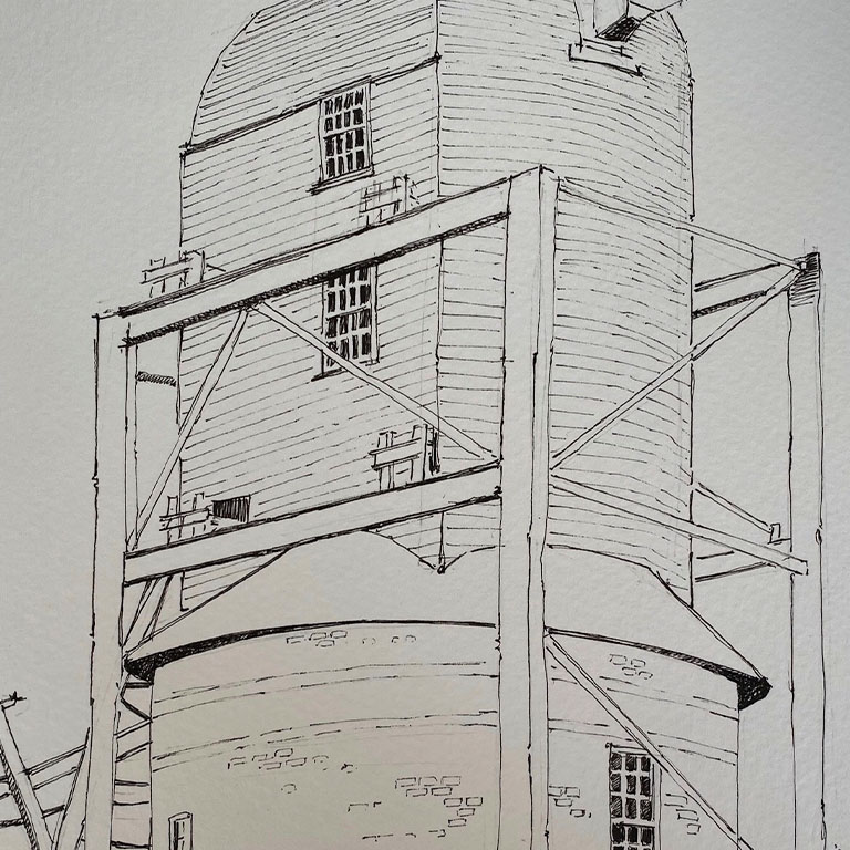 Fine Line Drawing – Windmill