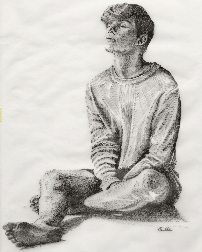 Fine Line Drawing – Man Sitting