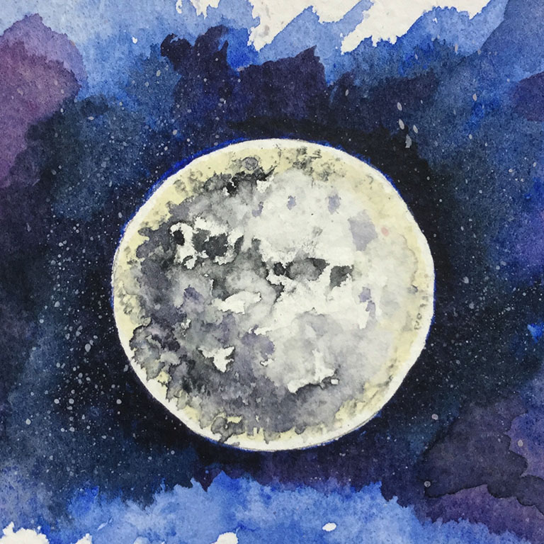 Watercolour Painting – Moon